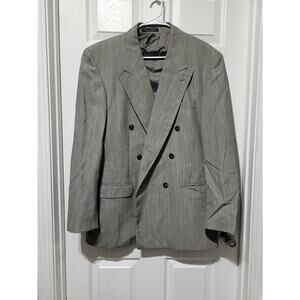 Vintage Bachrach Men's Wool Double Breasted Blazer Gray Plaid Suit set